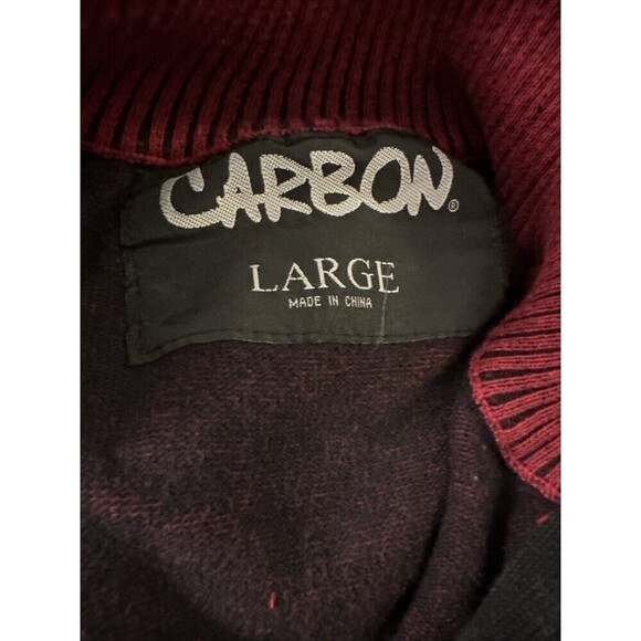 Carbon Size Large Maroon Quarter Zip Mock Neck Long Sleeve Men's Sweater Ribbed - Picture 6 of 6